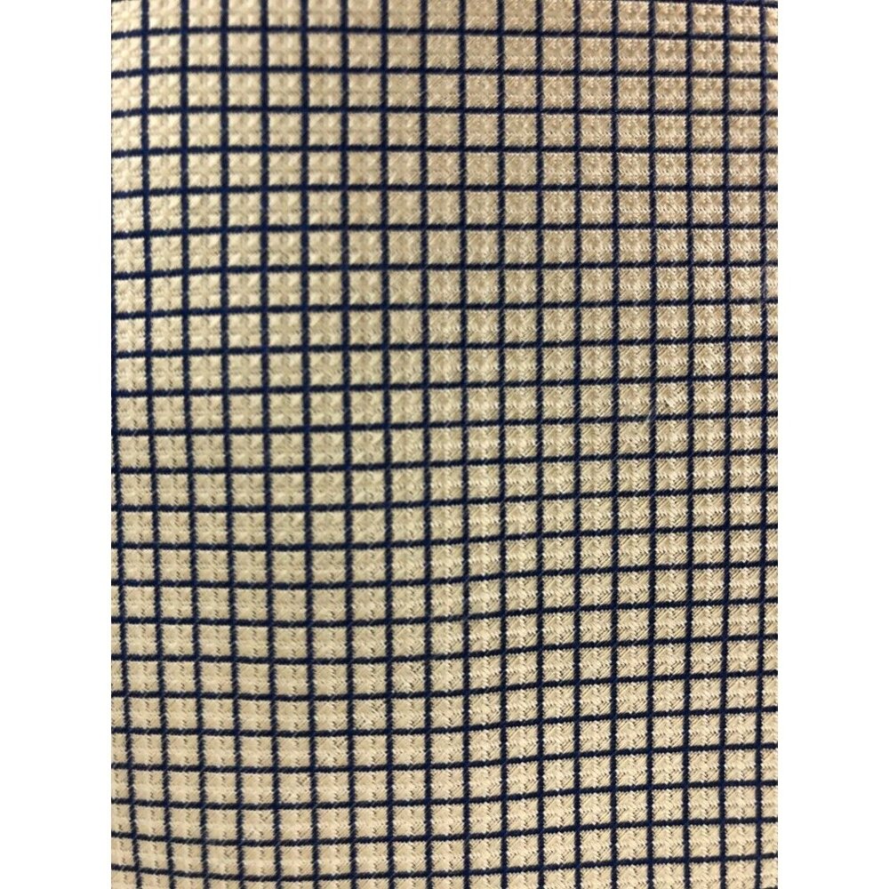 Stafford Tan & Blue Geometric Print 100% Silk Mens Tie Necktie - Picture 2 of 6